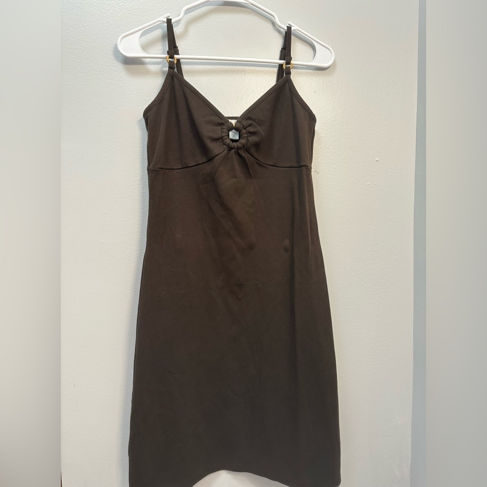 LOFT Dark Brown V-Neck Dress